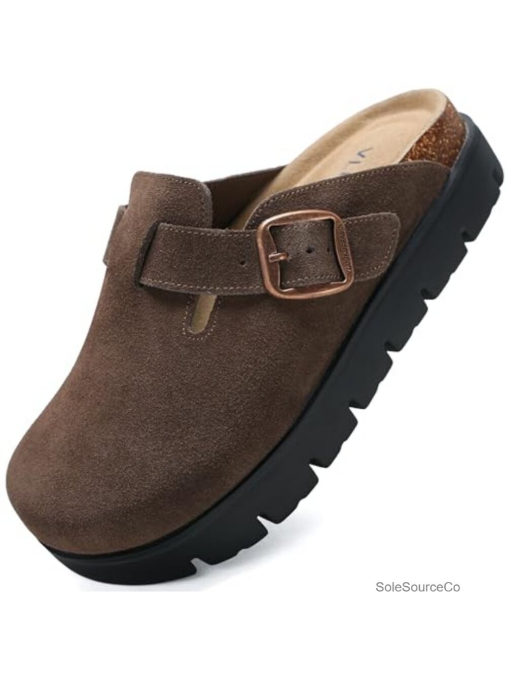 Suede Platform Clogs Chunky Mules Slip On Women's Shoes